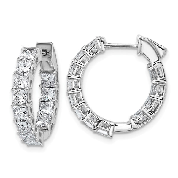 Shop Stylish 14mm 14K White Gold Princess Cut Diamond Hoop Earrings, VS/SI+