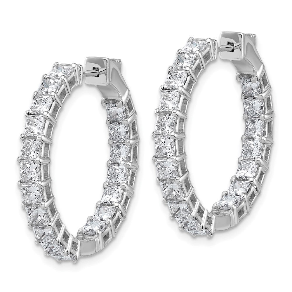 High-Quality 14K White Gold Princess Cut Diamond Hoop Earrings - Affordable Luxury