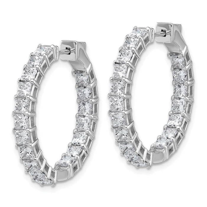 High-Quality 14K White Gold Princess Cut Diamond Hoop Earrings - Affordable Luxury-2