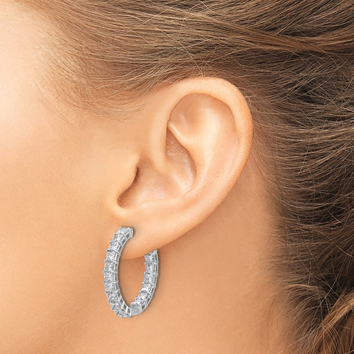 Buy Stylish 14mm 14K White Gold Diamond Hoop Earrings - Luxury Lab-Grown VS/SI+-3