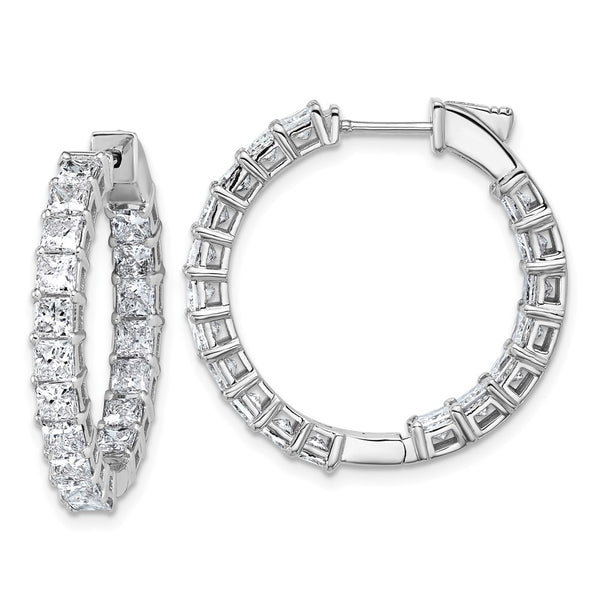 Buy Stylish 14mm 14K White Gold Diamond Hoop Earrings - Luxury Lab-Grown VS/SI+