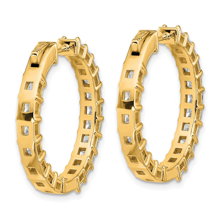 Shop Exclusive 14K Gold 0.85mm Princess Cut Diamond Hoop Earrings - Stylish Value-4
