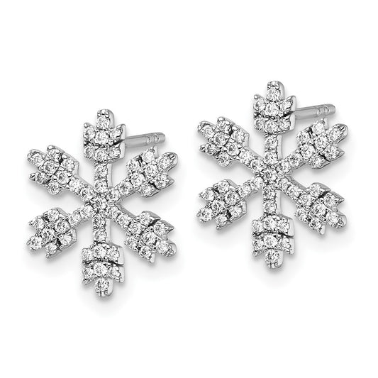 Shop 14K White Gold Diamond Snowflake Stud Earrings - Stylish & Affordable Luxury!