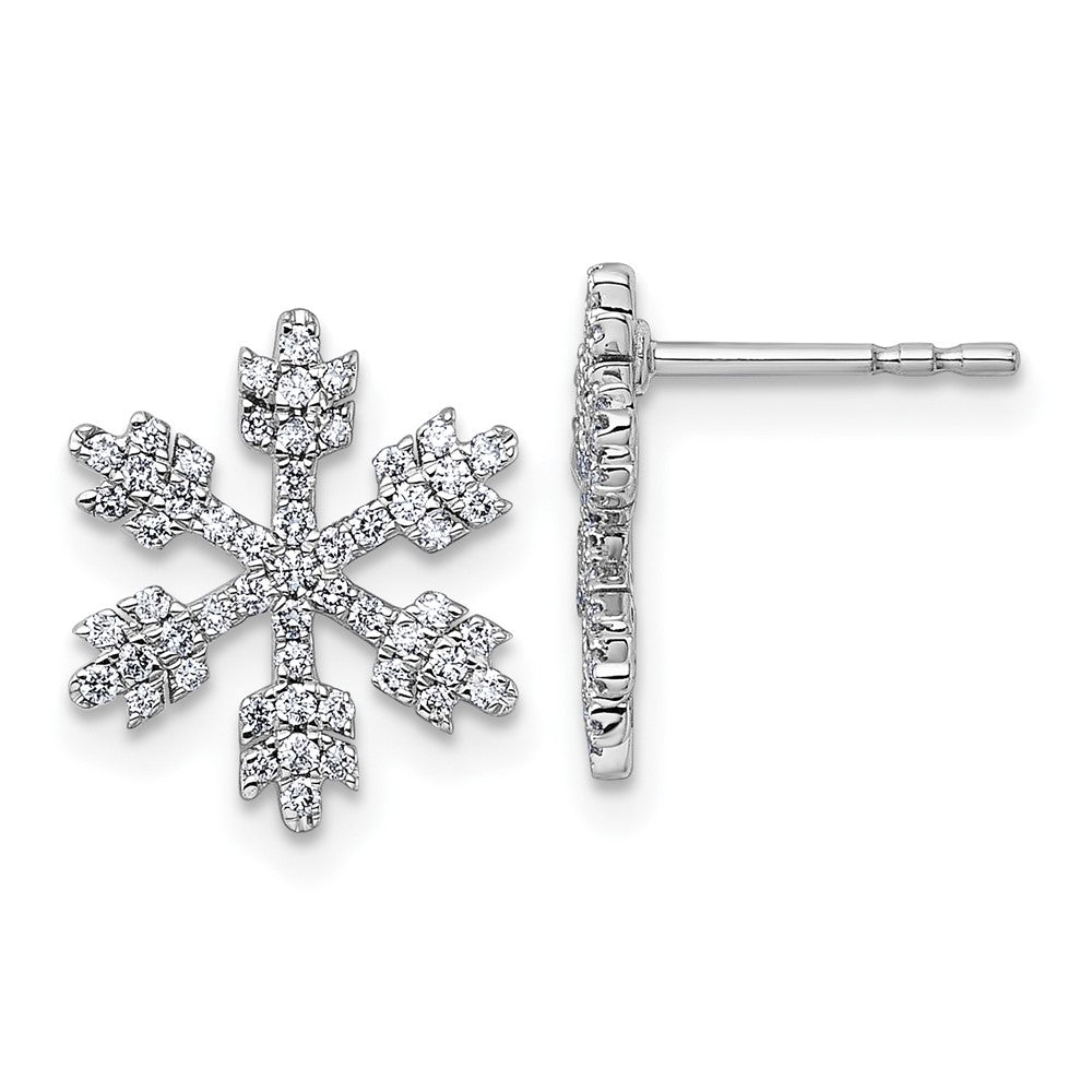 Shop 14K White Gold Diamond Snowflake Stud Earrings - Stylish & Affordable Luxury!