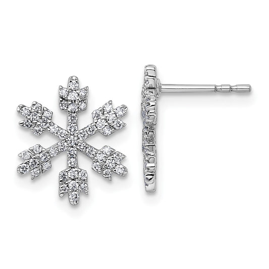 Shop 14K White Gold Diamond Snowflake Stud Earrings - Stylish & Affordable Luxury!