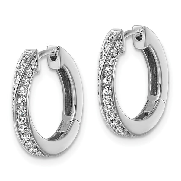 14K White Gold Twisted Hoop Earrings - 5/8 Carat Lab-Grown Diamond