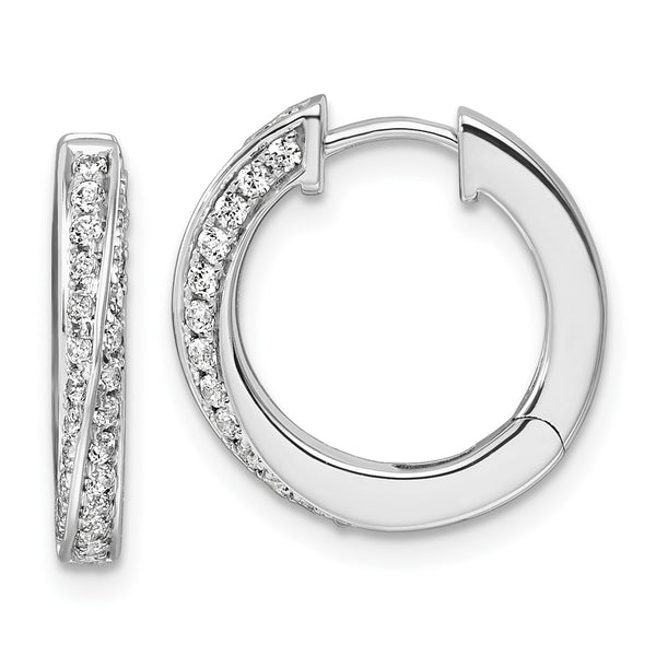 14K White Gold Twisted Hoop Earrings - 5/8 Carat Lab-Grown Diamond