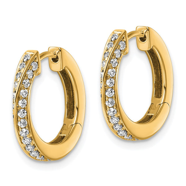 14K Gold Twisted Hinged Hoop Earrings with 5/8 Carat VS DEF Diamonds