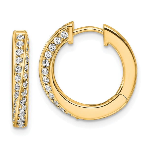 14K Gold Twisted Hinged Hoop Earrings with 5/8 Carat VS DEF Diamonds