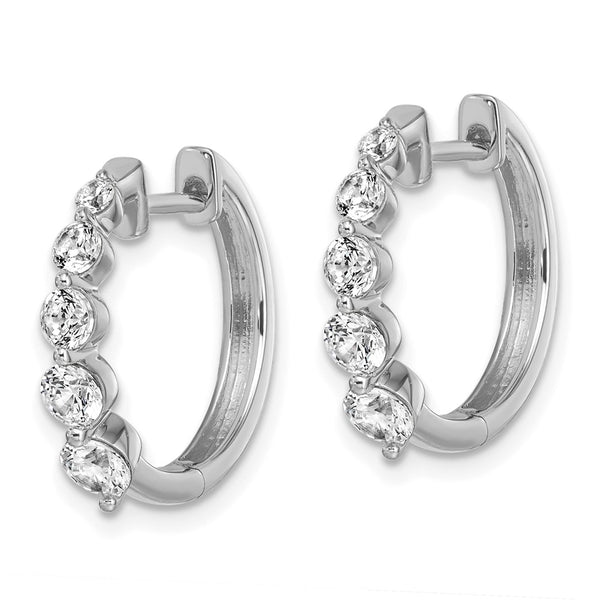 14K White Gold Hinged Hoop Earrings with 1 Carat VS DEF Diamond