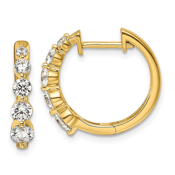14K Gold Hinged Hoop Earrings with 1 Carat VS DEF Lab-Grown Diamond
