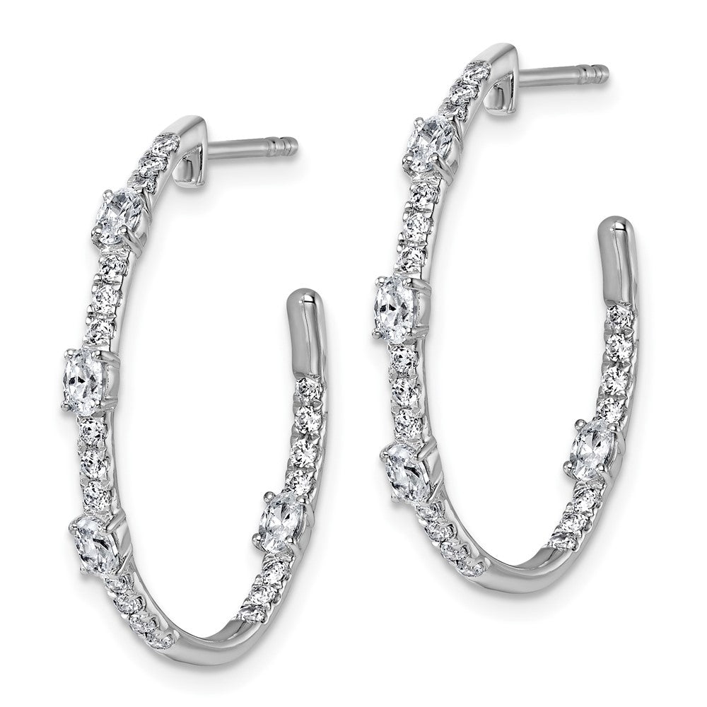 Shop Exclusive 14K White Gold J-Hoop Earrings with 3/4 Carat VS DEF Diamonds - Stylish Value
