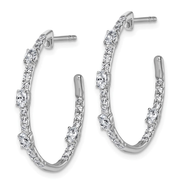 14K White Gold J-Hoop Earrings with 3/4 Carat VS DEF Diamonds