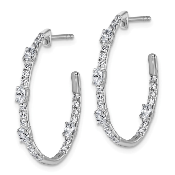 Shop Exclusive 14K White Gold J-Hoop Earrings with 3/4 Carat VS DEF Diamonds - Stylish Value-2
