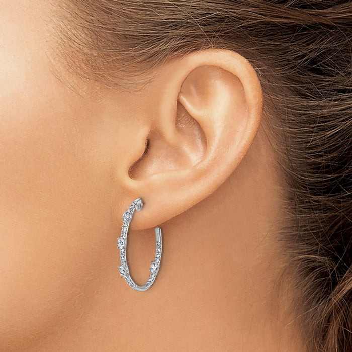 Shop Exclusive 14K White Gold J-Hoop Earrings with 3/4 Carat VS DEF Diamonds - Stylish Value-3