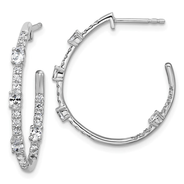 14K White Gold J-Hoop Earrings with 3/4 Carat VS DEF Diamonds