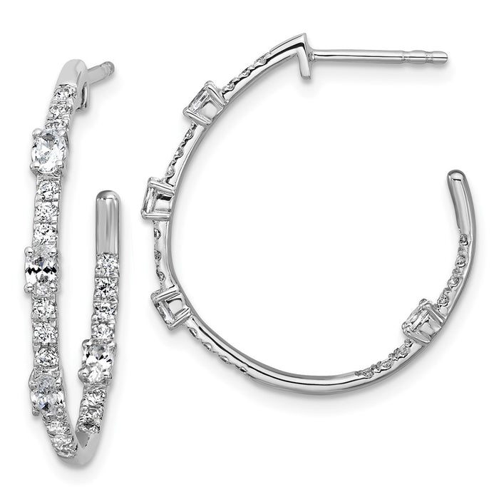 Shop Exclusive 14K White Gold J-Hoop Earrings with 3/4 Carat VS DEF Diamonds - Stylish Value-1
