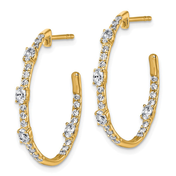 14K Gold J-Hoop Earrings with 3/4 Carat VS DEF Lab-Grown Diamonds