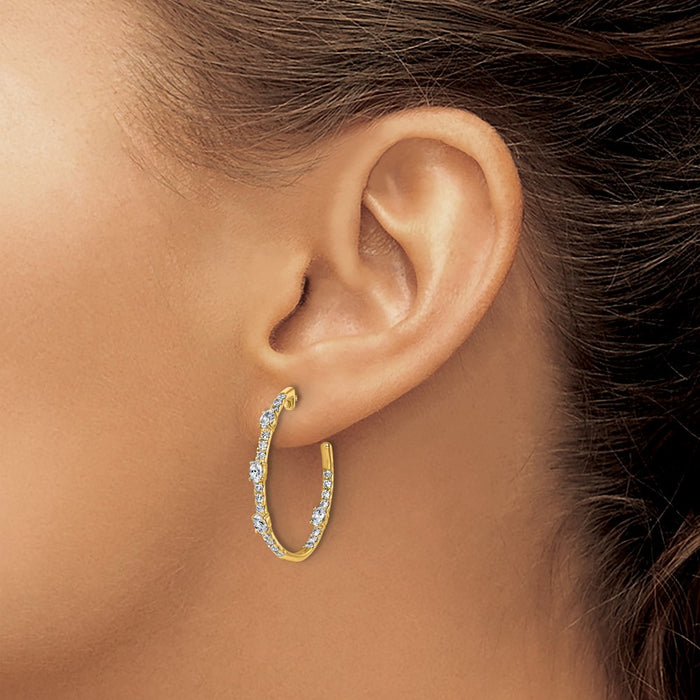 Buy Exclusive 14K Gold J-Hoop Earrings with 3/4 Carat VS DEF Lab-Grown Diamonds-3