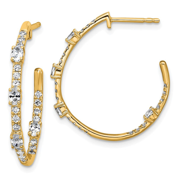 14K Gold J-Hoop Earrings with 3/4 Carat VS DEF Lab-Grown Diamonds