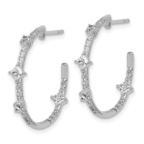 14K White Gold J-Hoop Earrings with 1 Carat Lab-Grown Diamond - Style GR1-1002507
