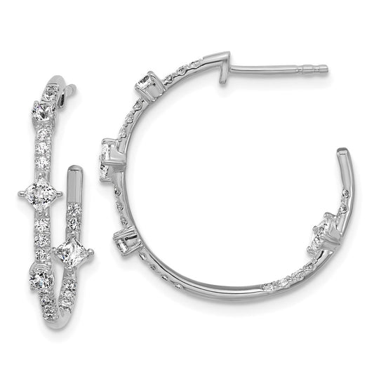 Buy Exclusive 14K White Gold J-Hoop Earrings with 1 Carat Lab-Grown Diamond