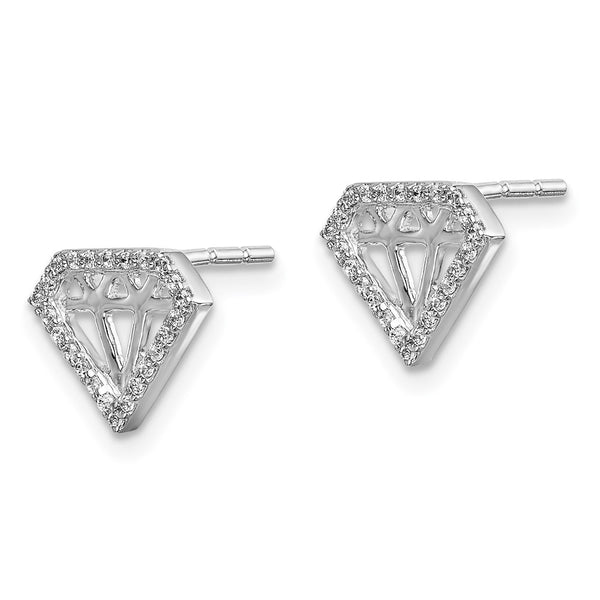 14K White Gold Diamond Earrings - Gemstone