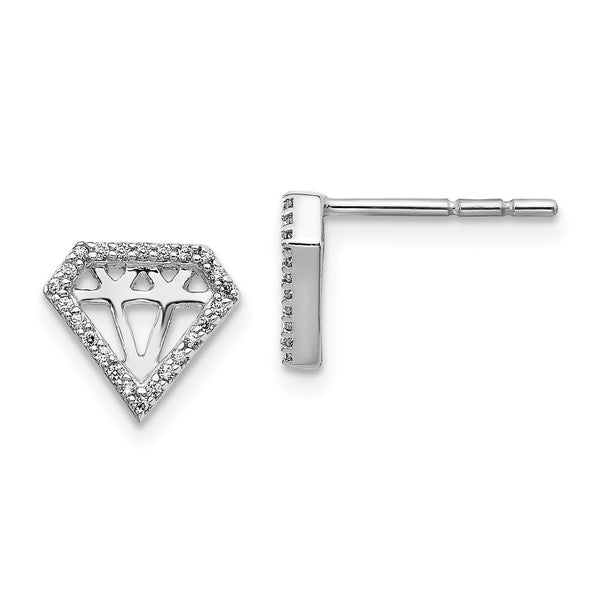 14K White Gold Diamond Earrings - Gemstone