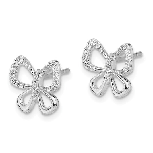 High-Quality 14K White Gold Butterfly Earrings with 1/6 Carat Diamonds - Stylish Value