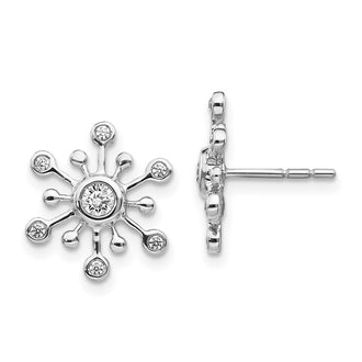 Exclusive 14K White Gold Diamond Snowflake Stud Earrings - Stylish Luxury Value