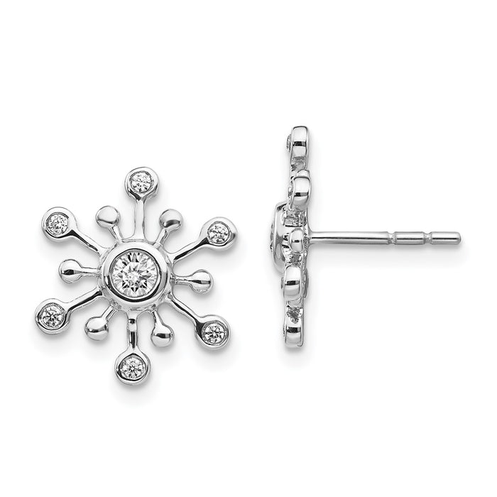 Exclusive 14K White Gold Diamond Snowflake Stud Earrings - Stylish Luxury Value-1