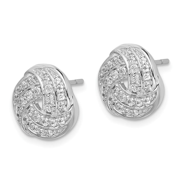 14K White Gold Diamond Heart Knot Earrings