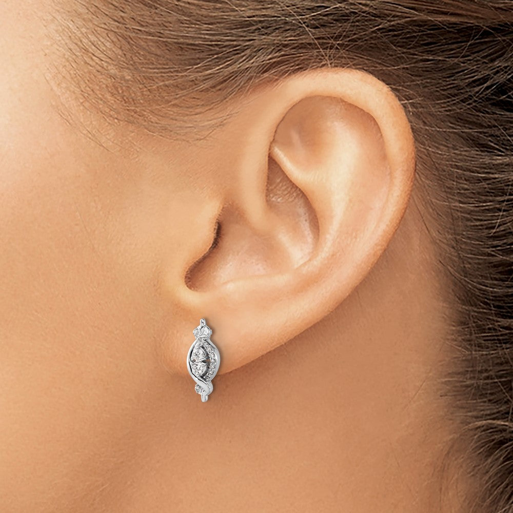 Buy Stylish 14K White Gold Diamond-Studded Fancy Earrings - Luxury Value!