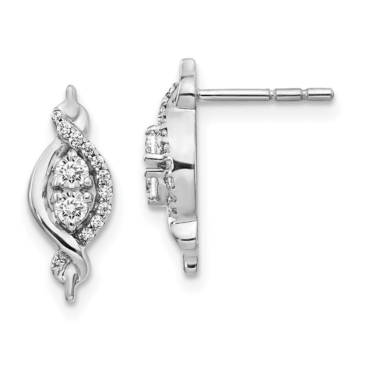 Buy Stylish 14K White Gold Diamond-Studded Fancy Earrings - Luxury Value!