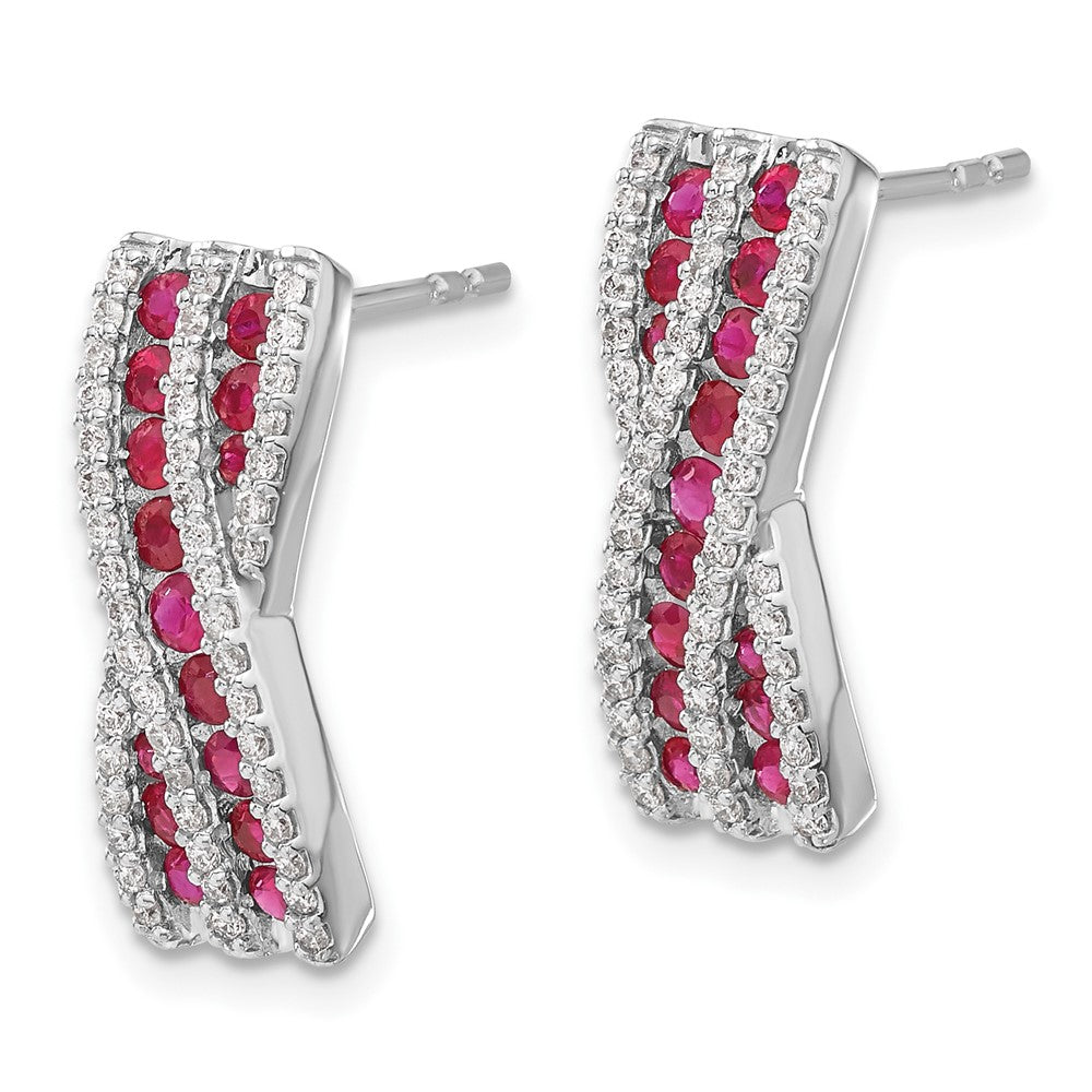 Shop 14K White Gold Fancy Earrings with Diamonds & Rubies | Stylish Value