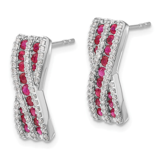 Shop 14K White Gold Fancy Earrings with Diamonds & Rubies | Stylish Value
