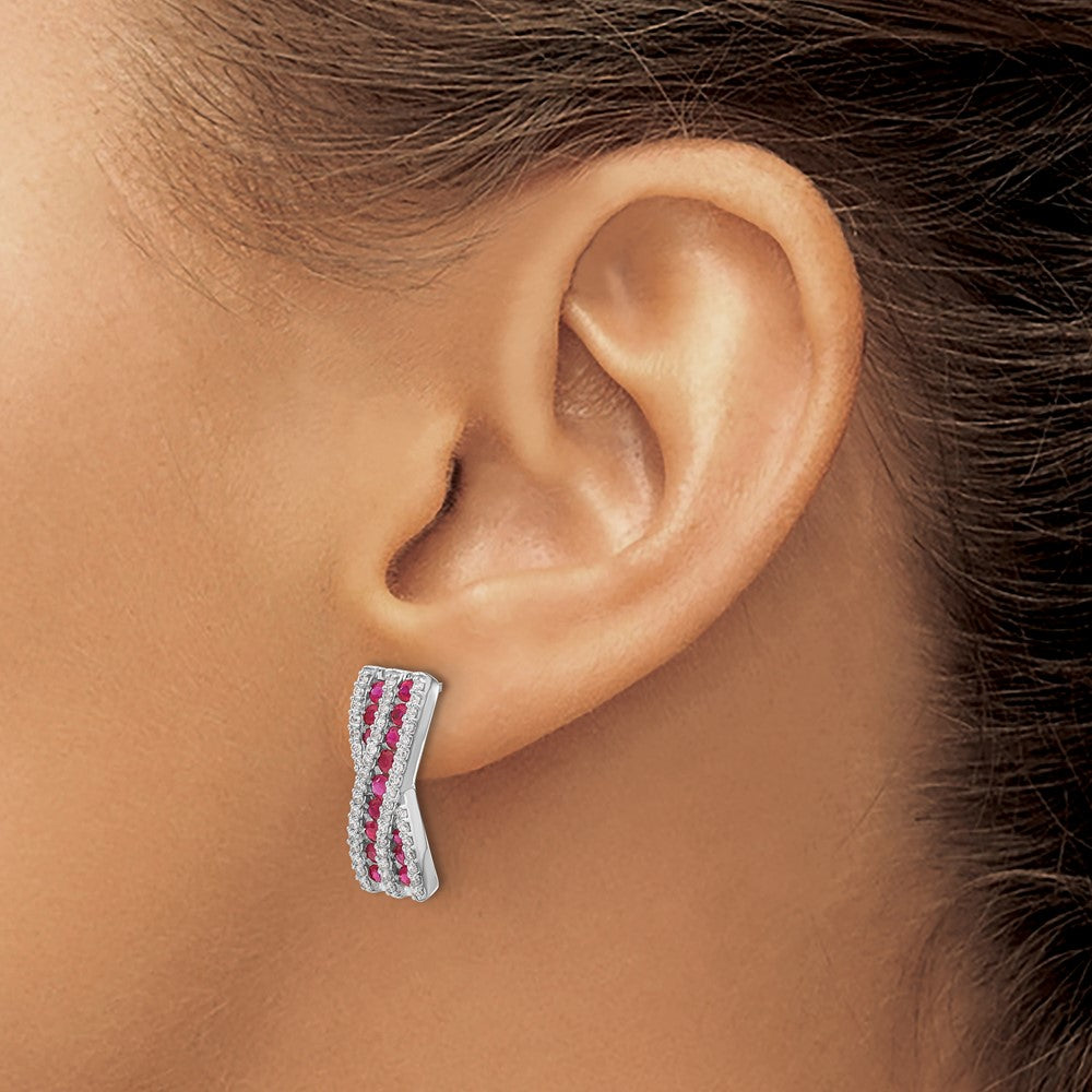 Shop 14K White Gold Fancy Earrings with Diamonds & Rubies | Stylish Value