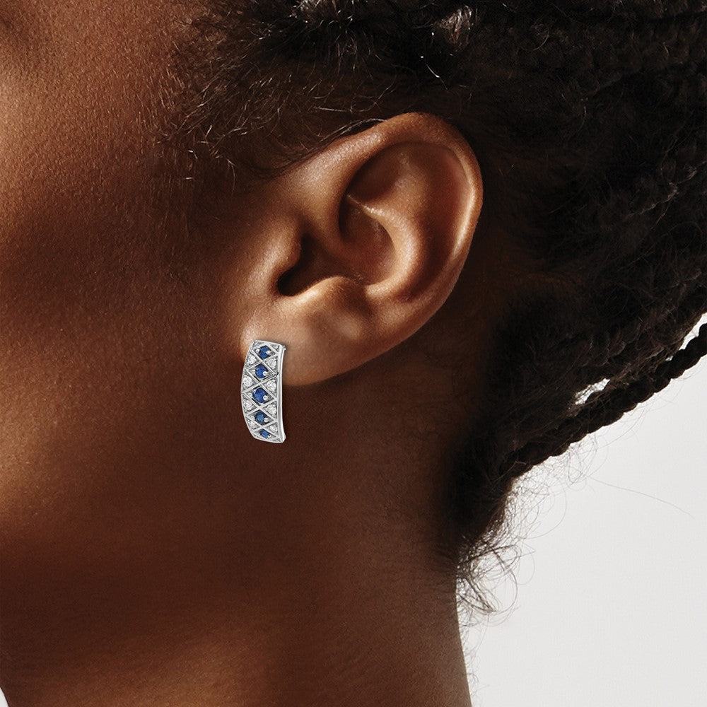 Buy Exclusive 14K White Gold Earrings with Diamonds & Sapphires - Stylish Value!