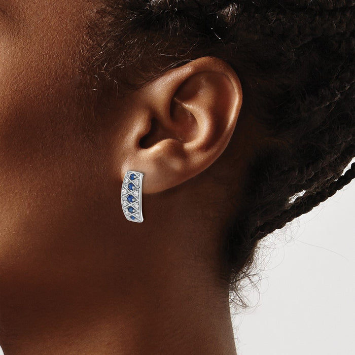 Buy Exclusive 14K White Gold Earrings with Diamonds & Sapphires - Stylish Value!-3