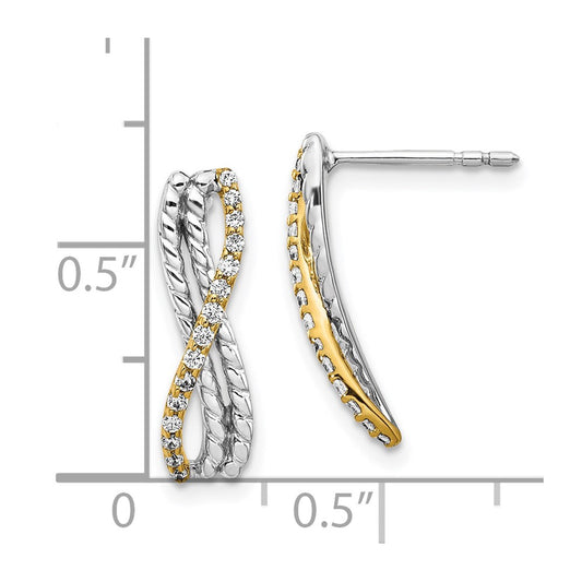 Exclusive 14K Two-Tone Diamond Elegance Earrings - Stylish Luxury at Great Price