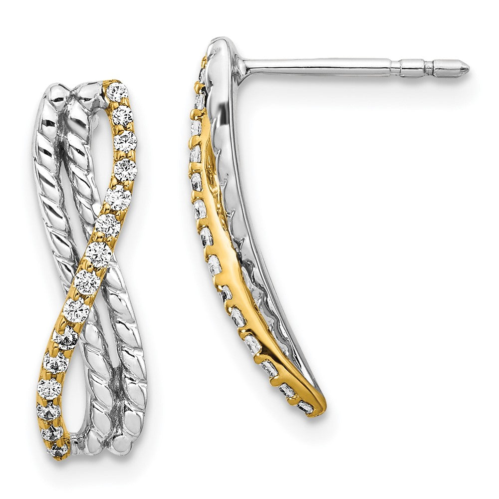 Exclusive 14K Two-Tone Diamond Elegance Earrings - Stylish Luxury at Great Price