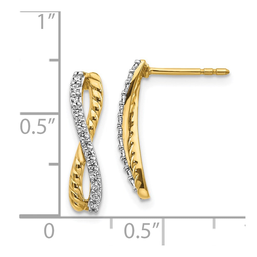 Shop Stylish 14K Two-Tone Diamond Twisted Design Post Earrings - Luxury Value