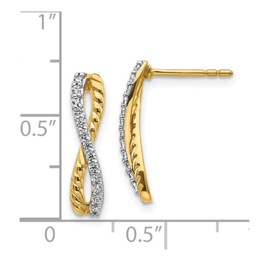Shop Stylish 14K Two-Tone Diamond Twisted Design Post Earrings - Luxury Value