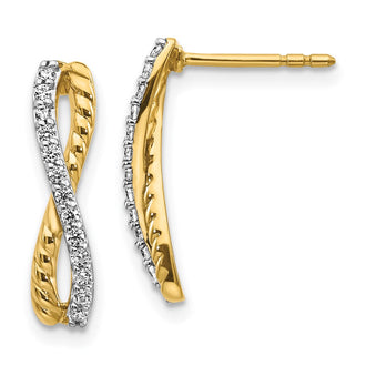 Shop Stylish 14K Two-Tone Diamond Twisted Design Post Earrings - Luxury Value