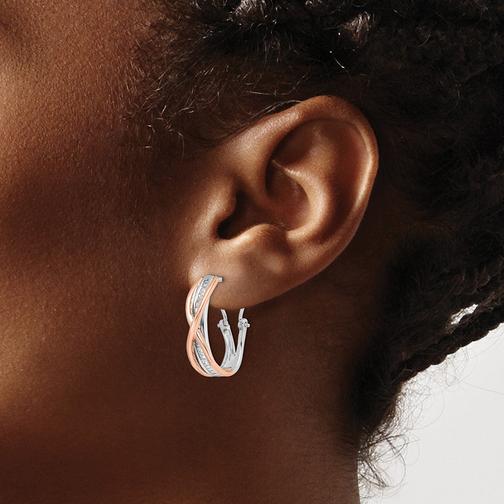 Buy Stylish 14K Rose & White Gold Diamond Elegance Earrings - Luxury Design