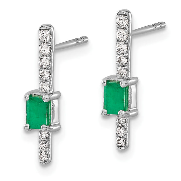 14K White Gold Fancy Earrings with Diamonds, Emeralds