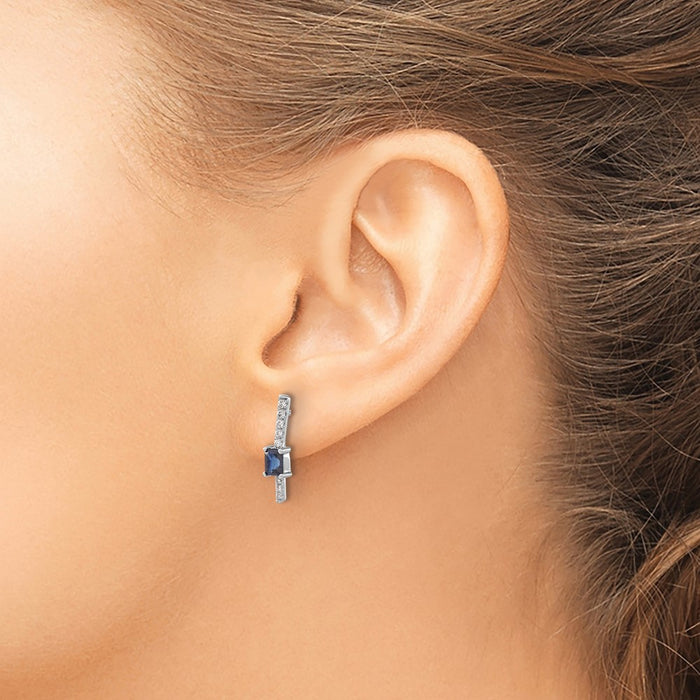 Shop 14K White Gold Fancy Earrings with Diamonds & Sapphires | Stylish Luxury-3