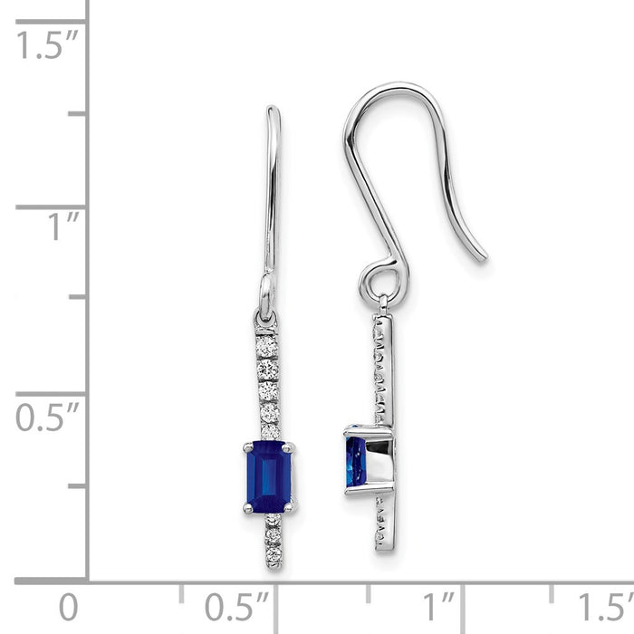 High-Quality 14K White Gold Earrings with Diamonds & Sapphires - Stylish Value!-4