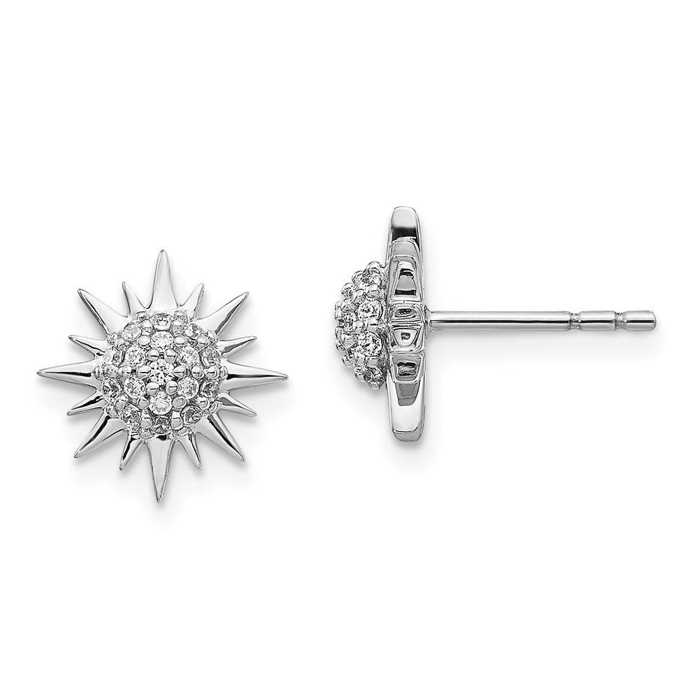 Buy Stylish 14K White Gold Diamond Sun & Star Earrings - Luxury Jewelry