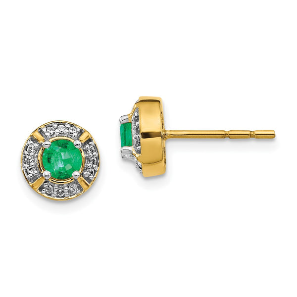 14K Gold Diamond & Emerald Halo Earrings - Style GR1-1002790